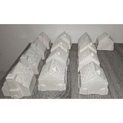 Set figurine mari din ipsos – Ursuleț, Om de Zăpadă și Căsuță | Pentru pictat, decor și activități creative de iarnă