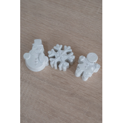 Set figurine mici din ipsos – Brad, Fulg, Om de Zăpadă, Turtă Dulce | Pentru pictat și activități de iarnă