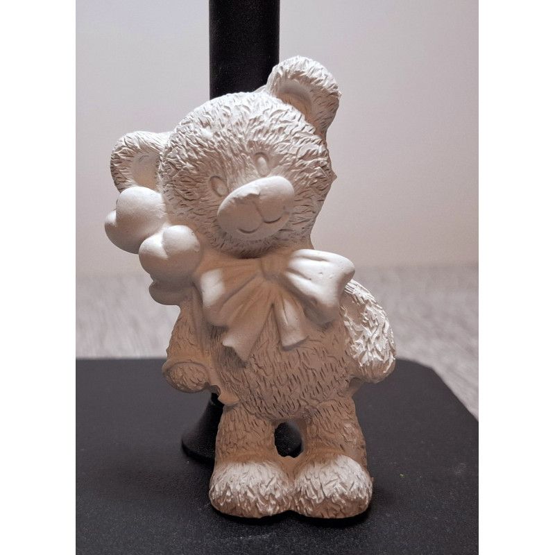 Figurina ursulețul cu baloane din ipsos nepictat